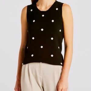 Fortune + Ivy black polka dot sweater vest never worn. Size M